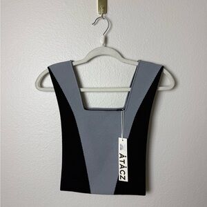 ATACZ Bezzer Bag Gray Black Colorblock Medium Knit Tote Minimalist NEW